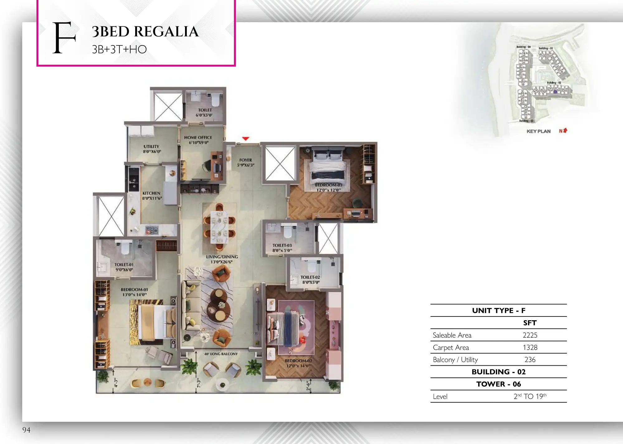 Prestige Raintree Park 3 BHK Regalia Floor Plan