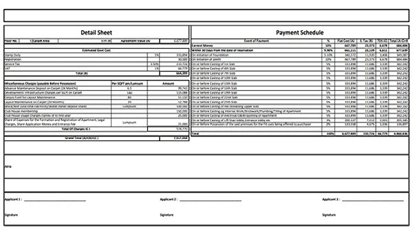 Prestige Raintree Park Cost Sheet