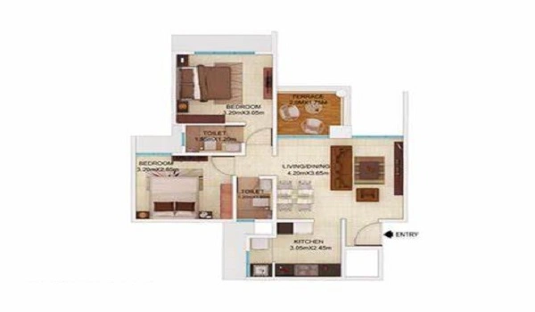 Prestige Suncrest 1 BHK Floor Plan