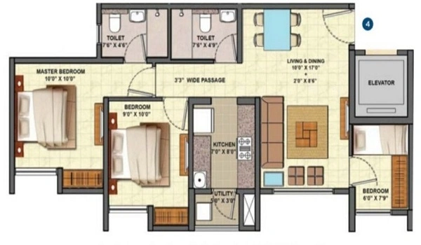 Prestige Lakeside Habitat Varthur 2.5 BHK Floor Plan